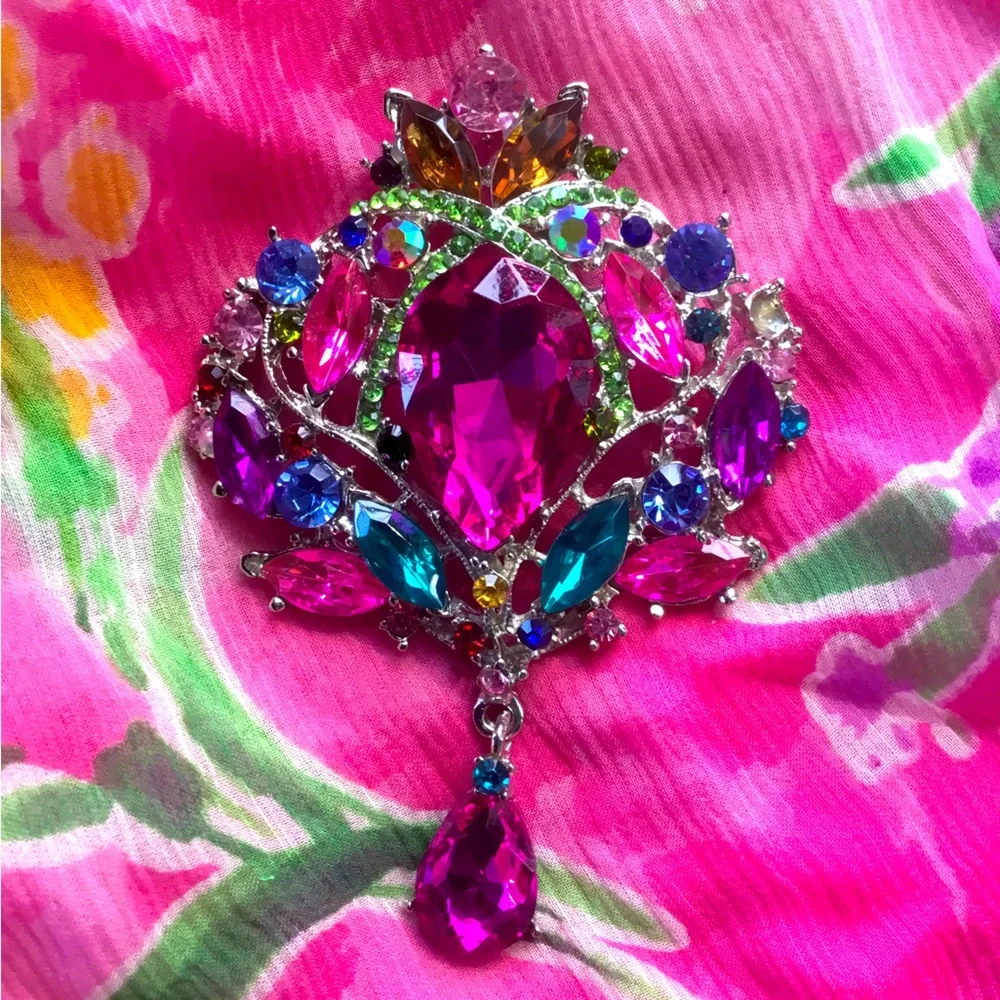 πSee New Listingπ ππ Blue Purple Pink Rhinestone Brooch Pin πΈNEW πΈ π - Picture 1 of 16